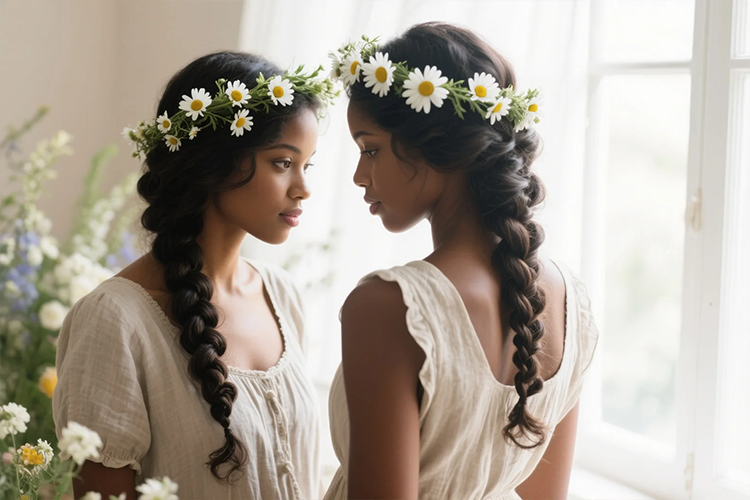 Black women's hairstyles, such as the enchanting braided crown...