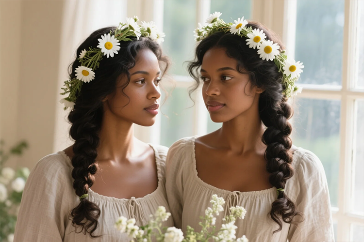 Black women's hairstyles, such as the enchanting braided crown...