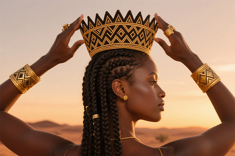 Natural hairstyles suitable for black women, such as the striking braided crown...