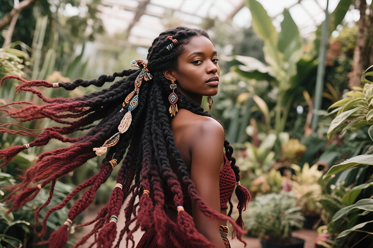 The Crochet Locs with Ombre Tips showcased in the image...