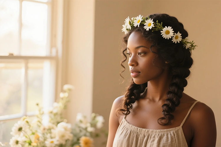 Black women's hairstyles, such as the enchanting braided crown...