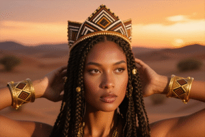 Read more about the article Natural Hairstyles Suitable for Black Women: The Regal Braided Crown with Beaded Accents​