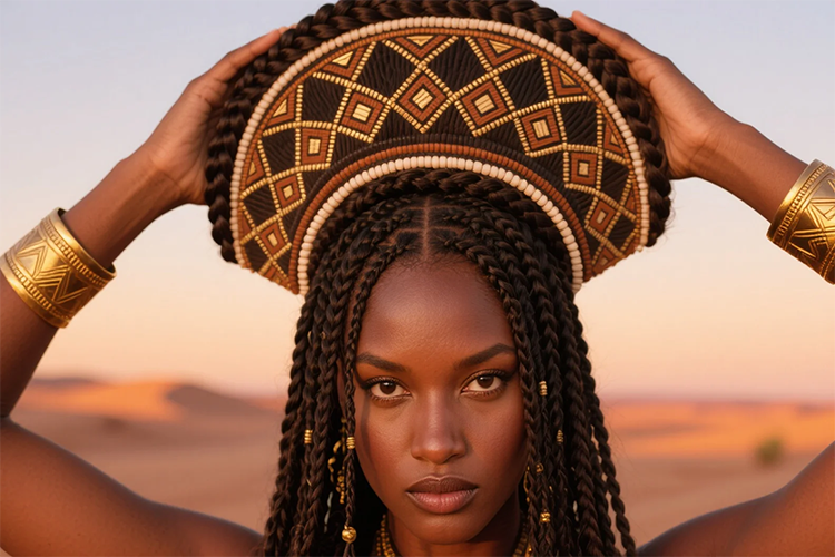 Natural hairstyles suitable for black women, such as the striking braided crown...